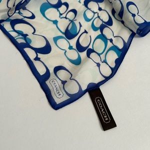Coach light silk scarf blue